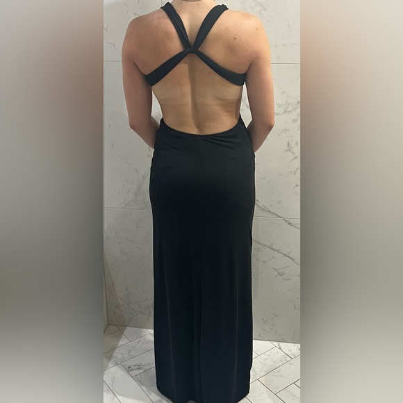 BCBG MaxAzria black dress with gold chain accent - Picture 3 of 4